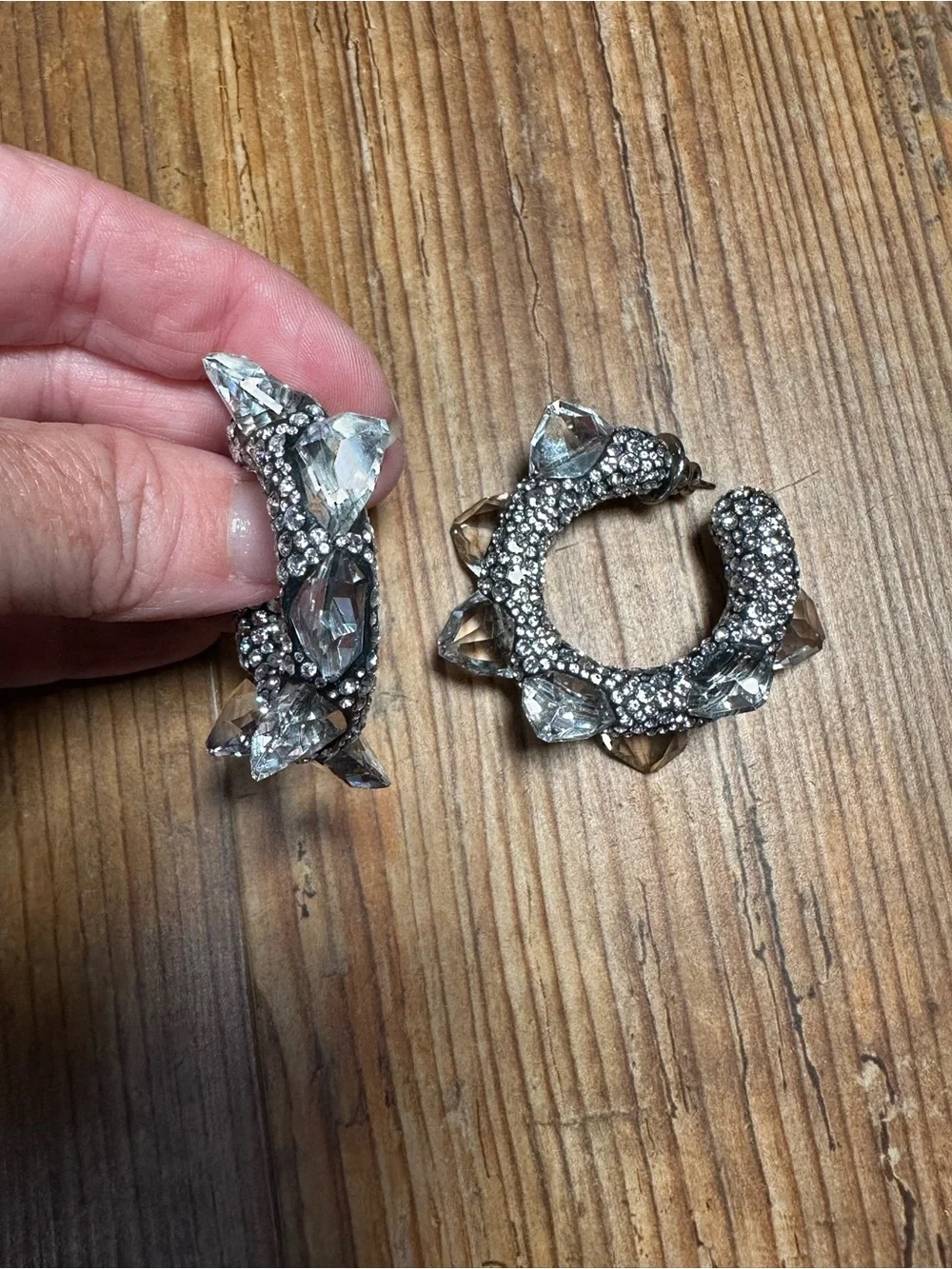 Swarovski Sublima Clear Crystal Spike Hoop Earrings - Picture 3 of 7
